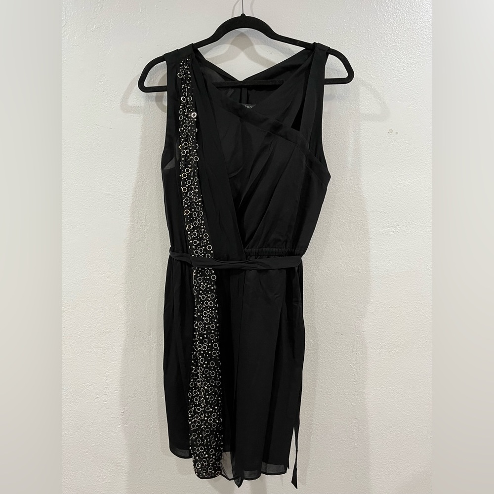 Robert Rodriguez Silk Embellished Black Dress Cutout Size 10